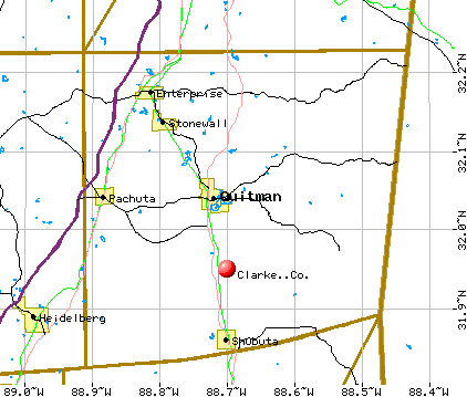 Clarke Co., MS Map