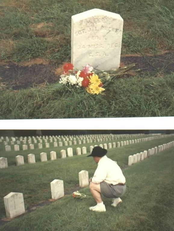 Cemetery marker of James I. Brewer and descendant David B. Boone