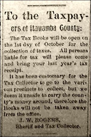 Article from Rogers as Sheriff and Tax Collector