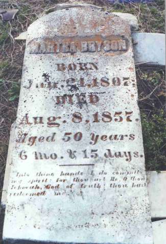 Martha Bryson tombstone