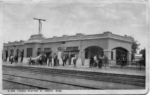 postcard of Amory depot