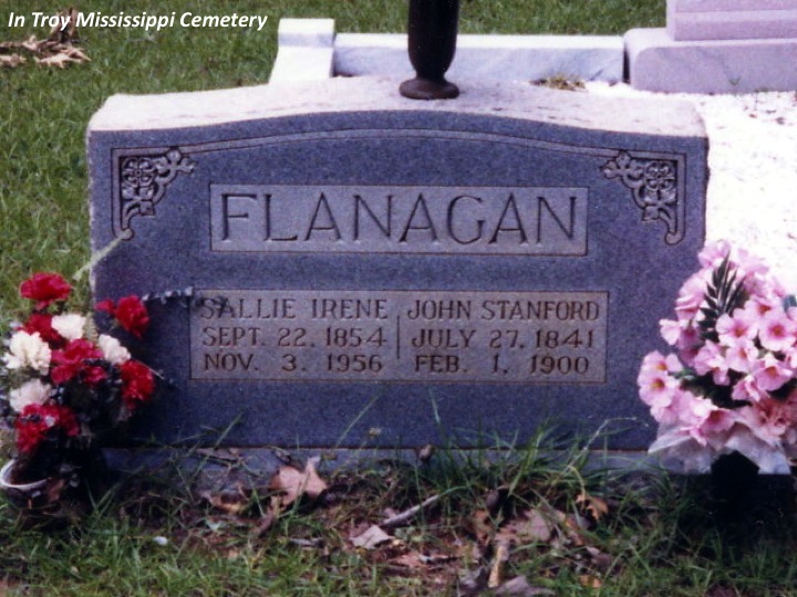 Tombstone of John and Sallie Flanagan (Troy Cemetery)