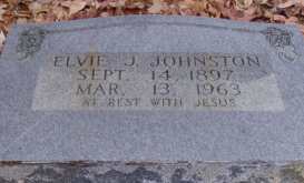 grave marker of Elvie Johnston,  Johnson Cemetery, Pontotoc County, Mississippi