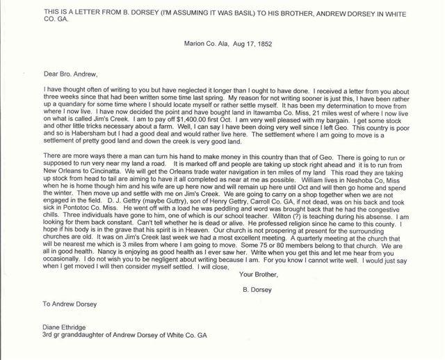 Dorsey letter