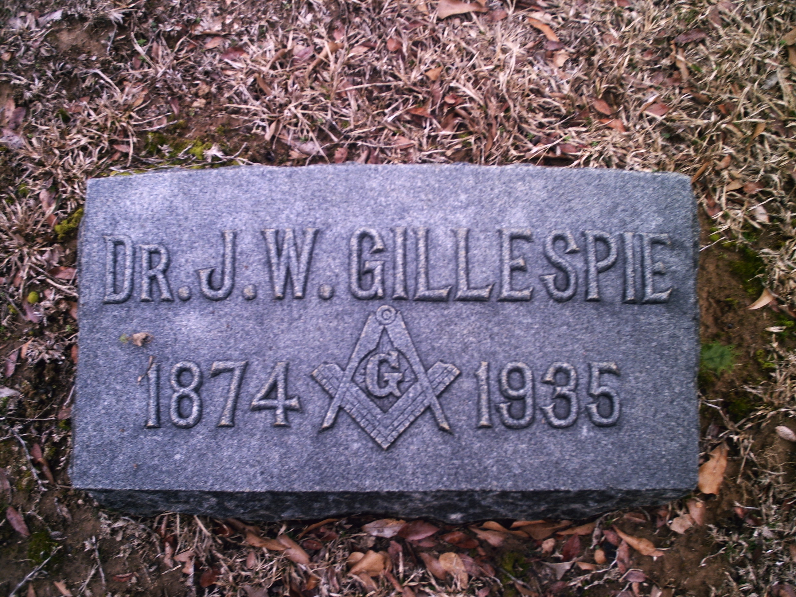 Photo of Dr. John W. Gillespie’s Tombstone