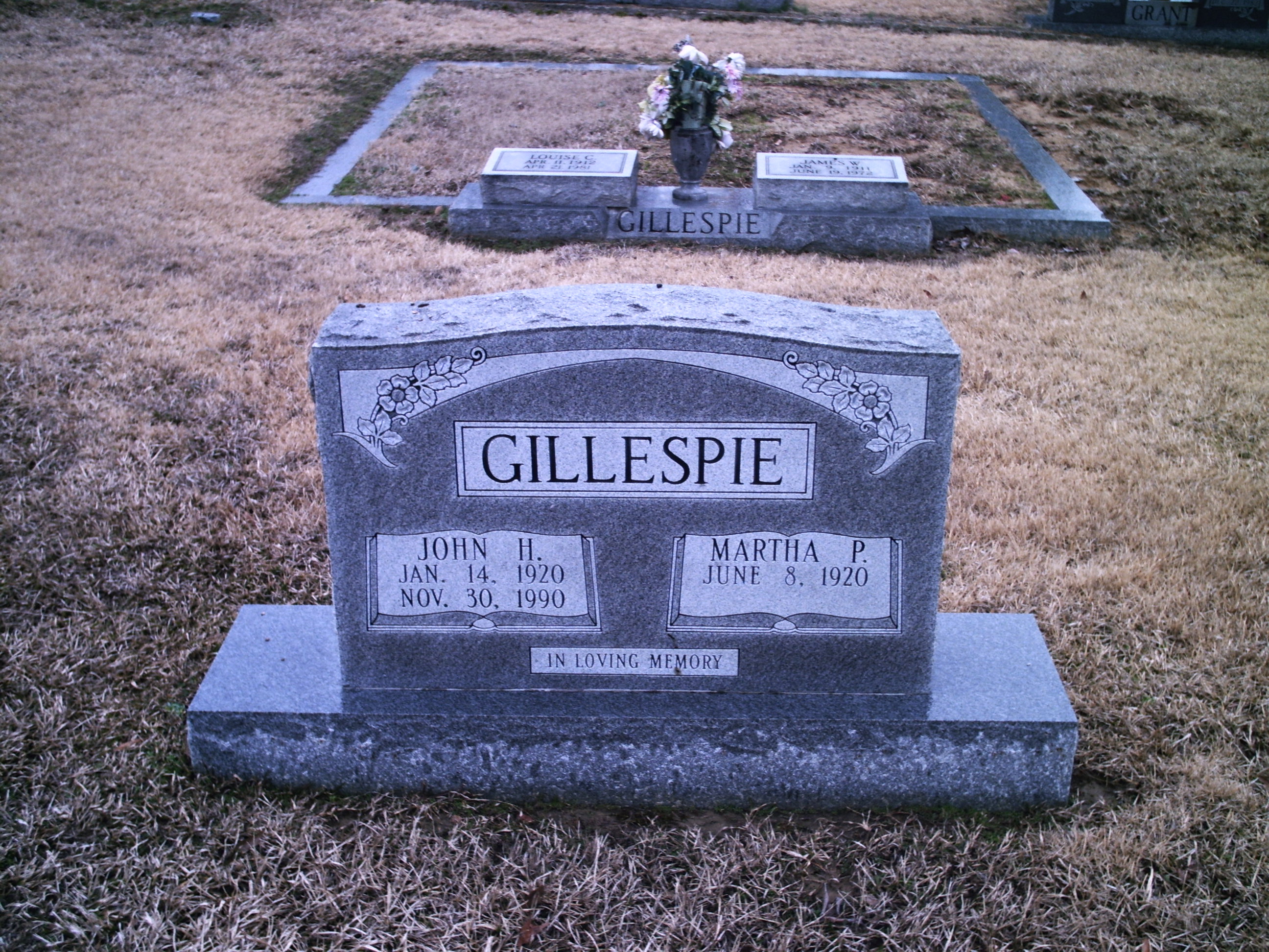 Photo of John H. and Martha P. Gillespie’s Tombstone