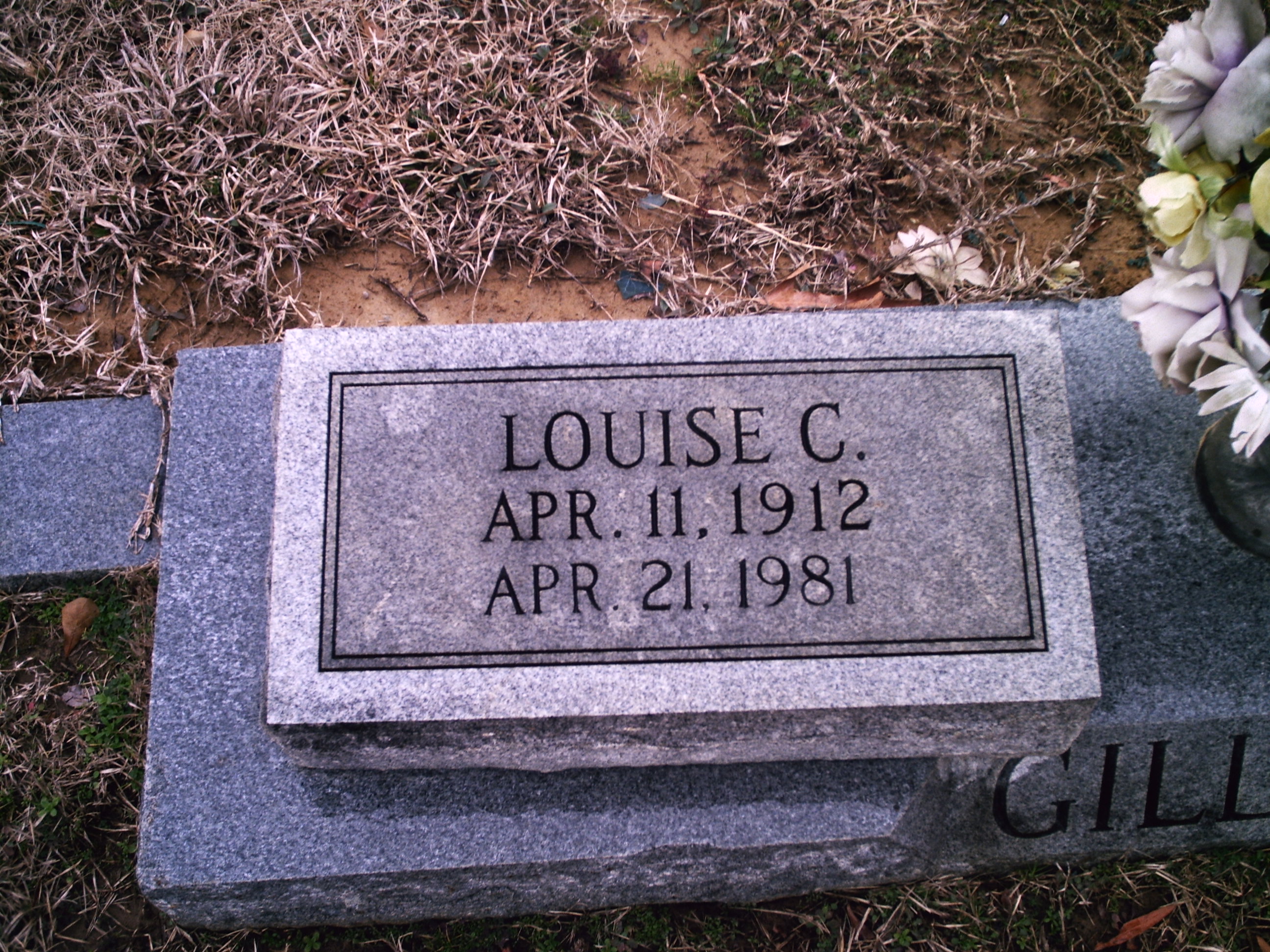 Photo of Louise C. Gillespie’s Tombstone