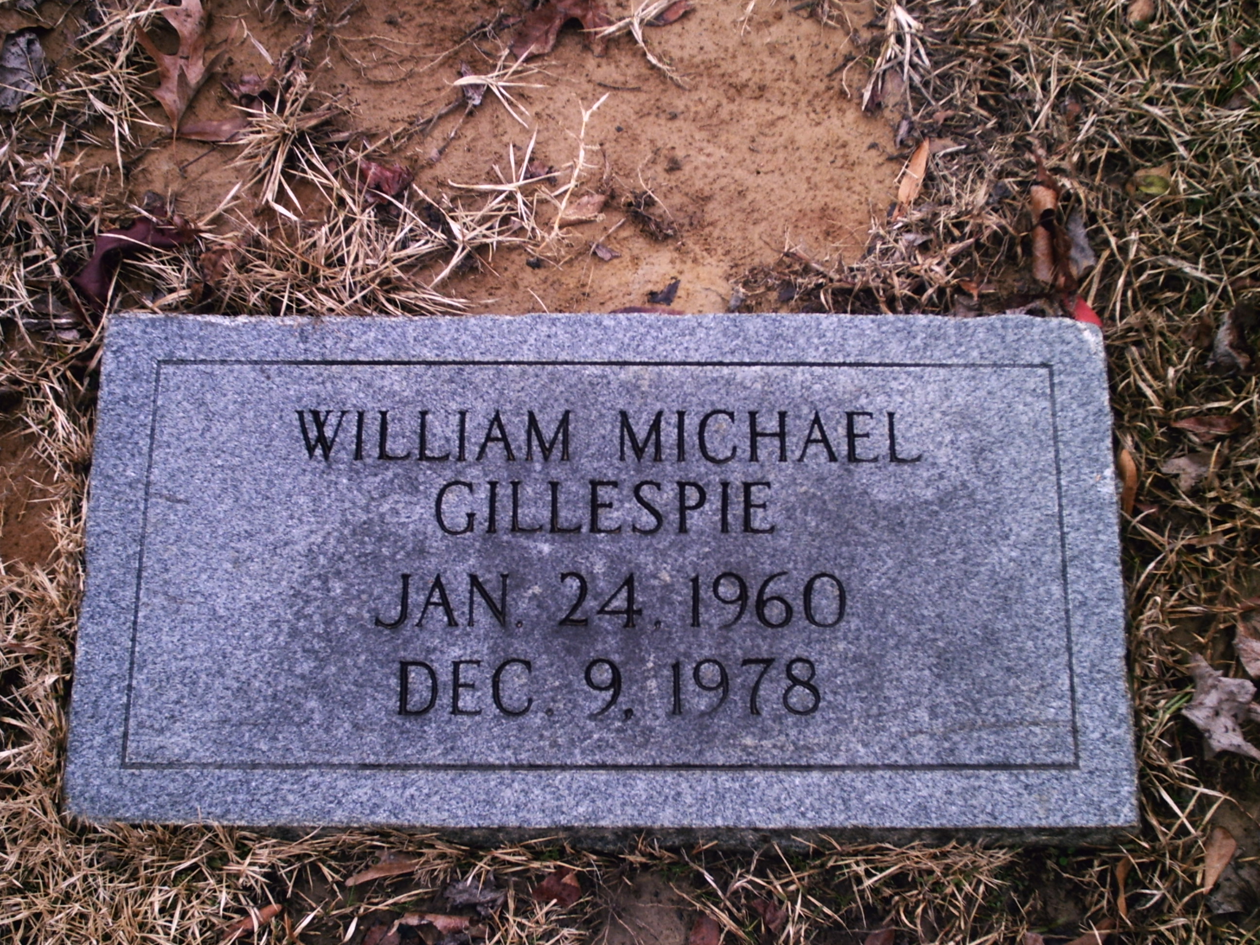 Photo of William Michael Gillespie’s Tombstone