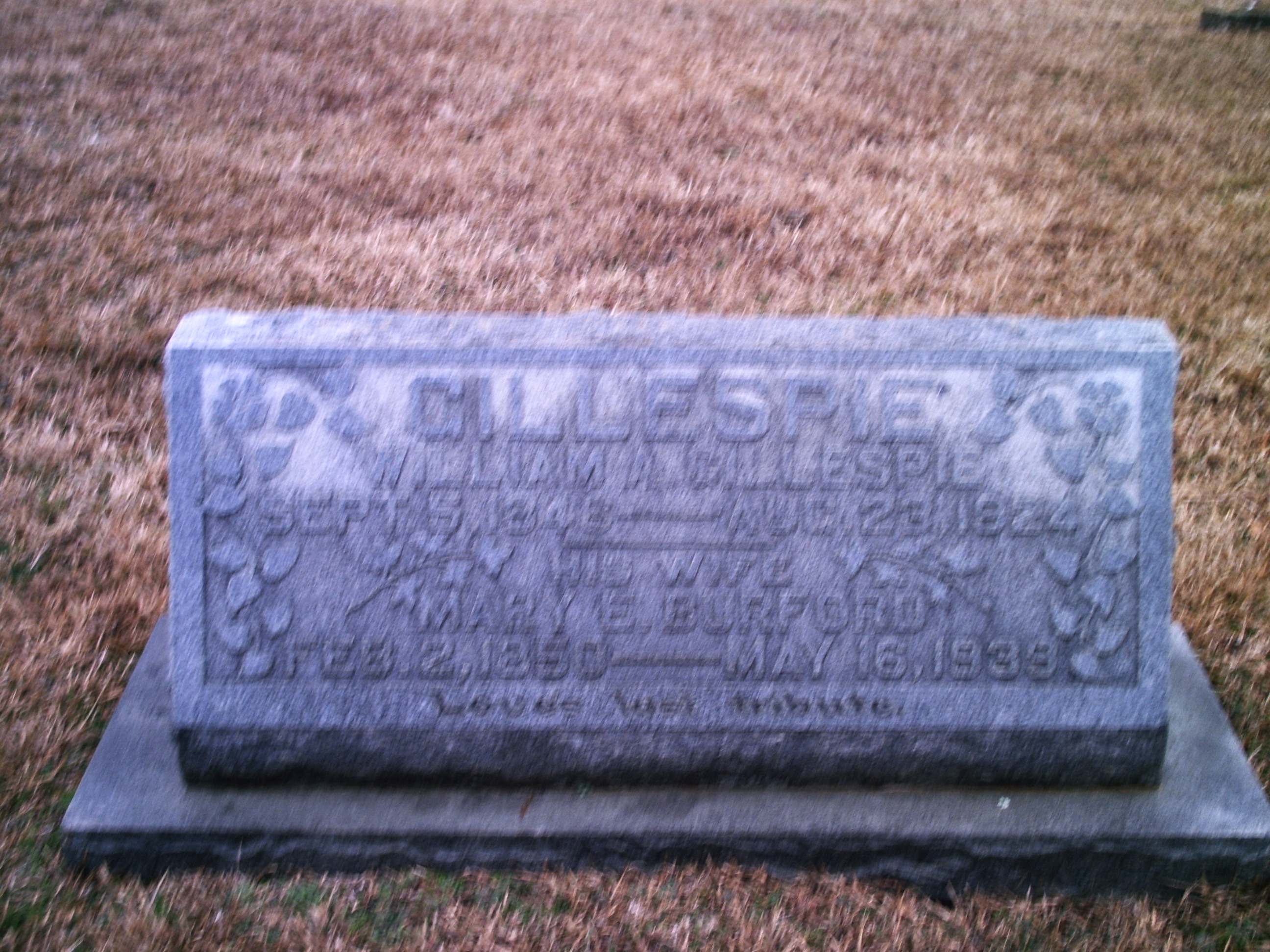 Photo of William A. Gillespie’s Tombstone